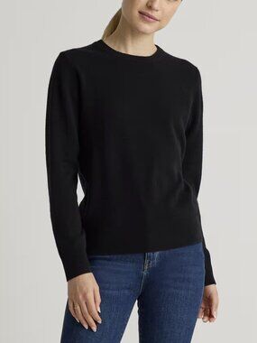 Quince 100% Mongolian Cashmere Crewneck Sweater Black Long Sleeves Size Small